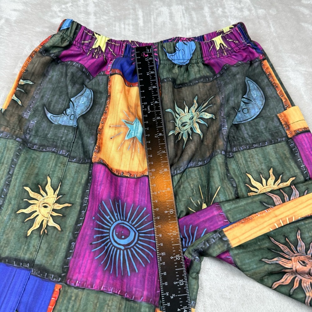 Boho Celestial Patchwork Barrel Pants Harem Festi… - image 6